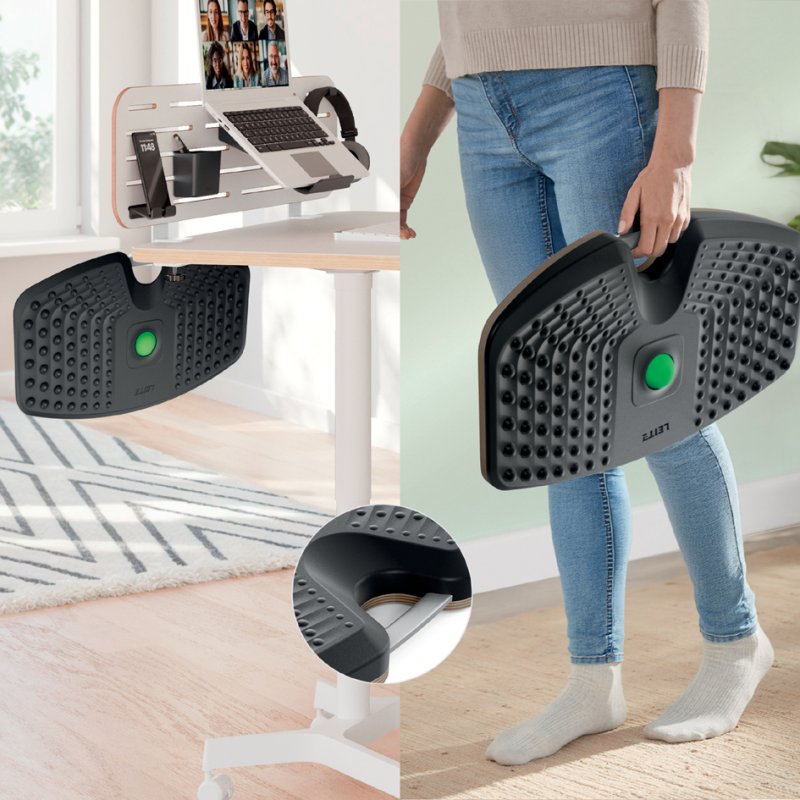 LEITZ Balance Board Ergo Active, gris foncé, 540×310×65 mm, avec ballon de massage
