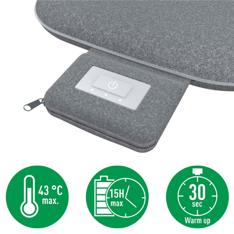 LEITZ coussin de siège chauffant iComfi, gris, 300×400×30 mm