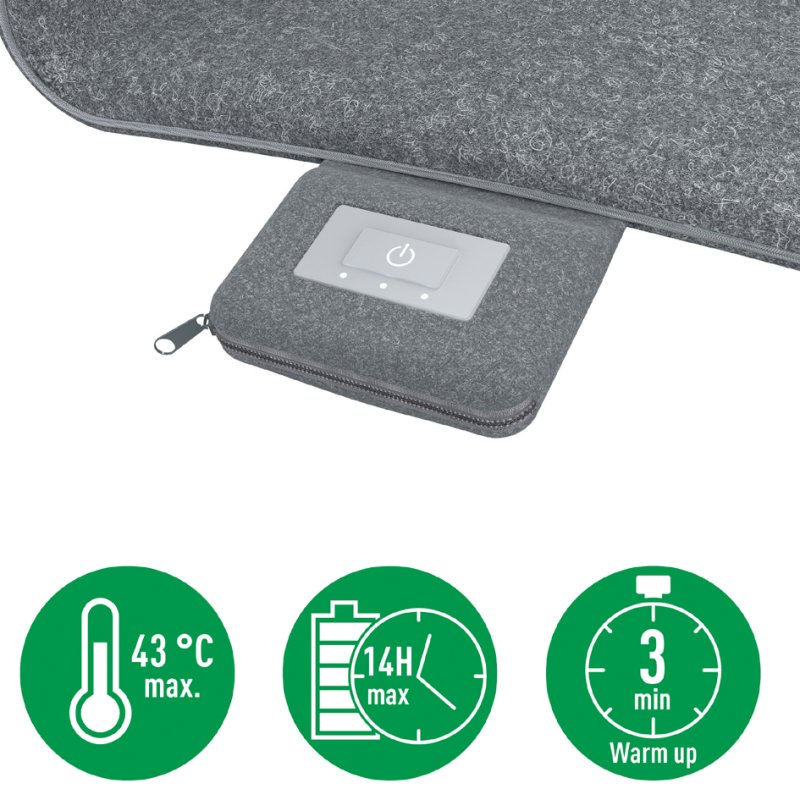 LEITZ coussin chauffant iComfi, gris, 40×130 cm