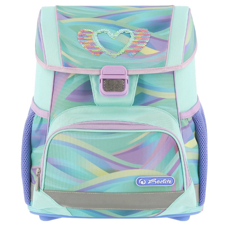 herlitz schooltas Loop Plus Minty Love, mintgroen/roze, 17 L, hart motief