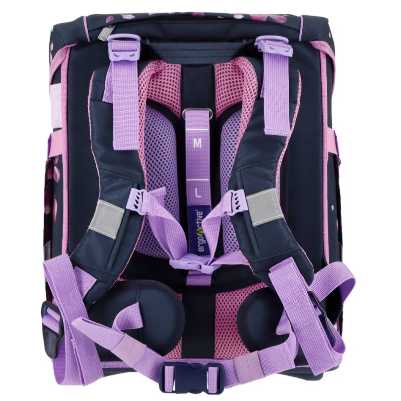 herlitz school bag FiloActive XL Blossom Dance, cat motif, dark blue/pink, 21 litres