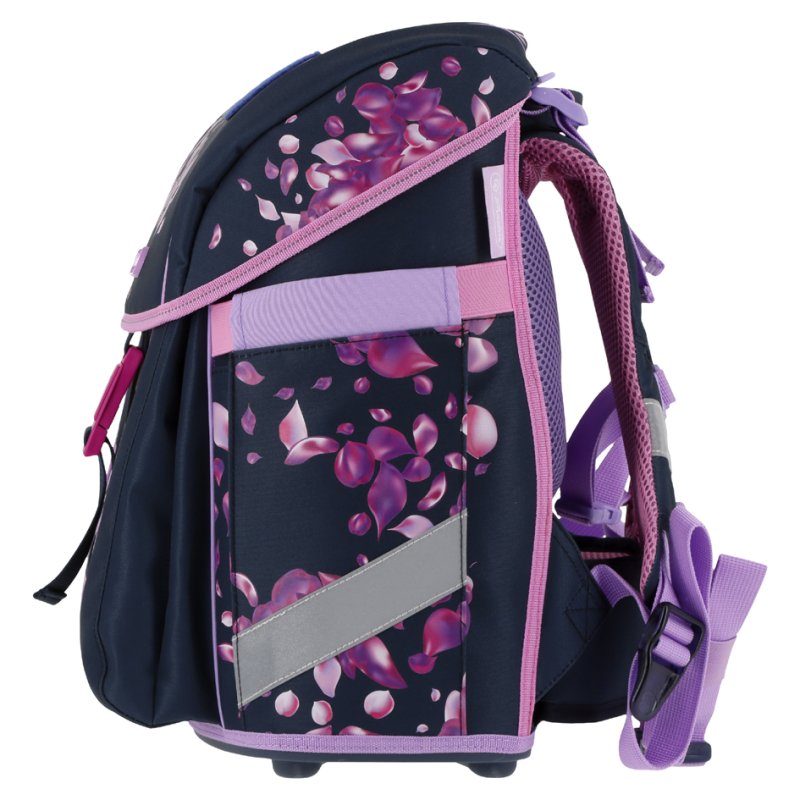 herlitz school bag FiloActive XL Blossom Dance, cat motif, dark blue/pink, 21 litres