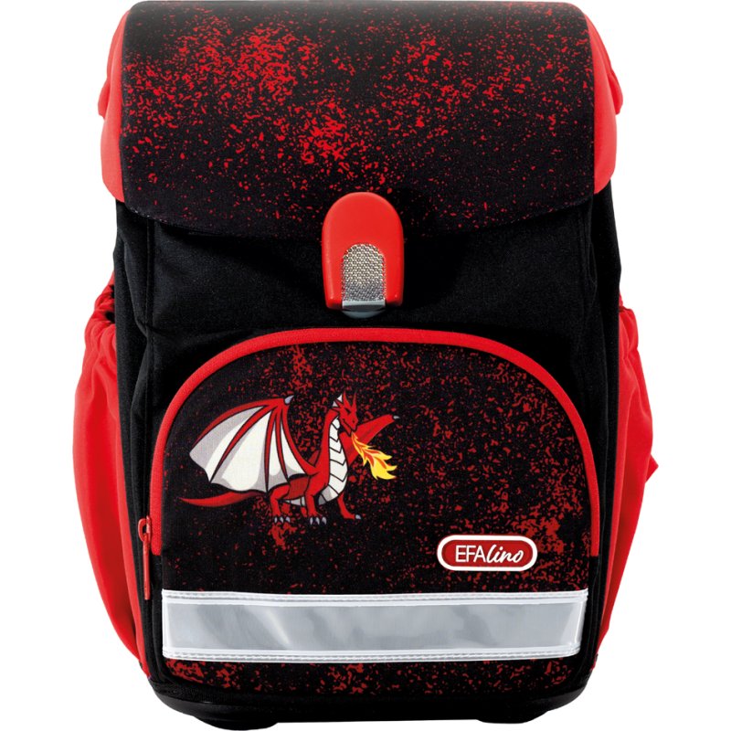 EBERHARD FABER schooltas set EFAlino Draak, 4-delig, zwart/rood, 21 liter