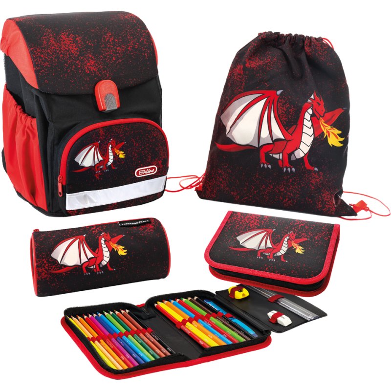 EBERHARD FABER set cartable EFAlino Dragon, 4 pièces, noir/rouge, 21 litres