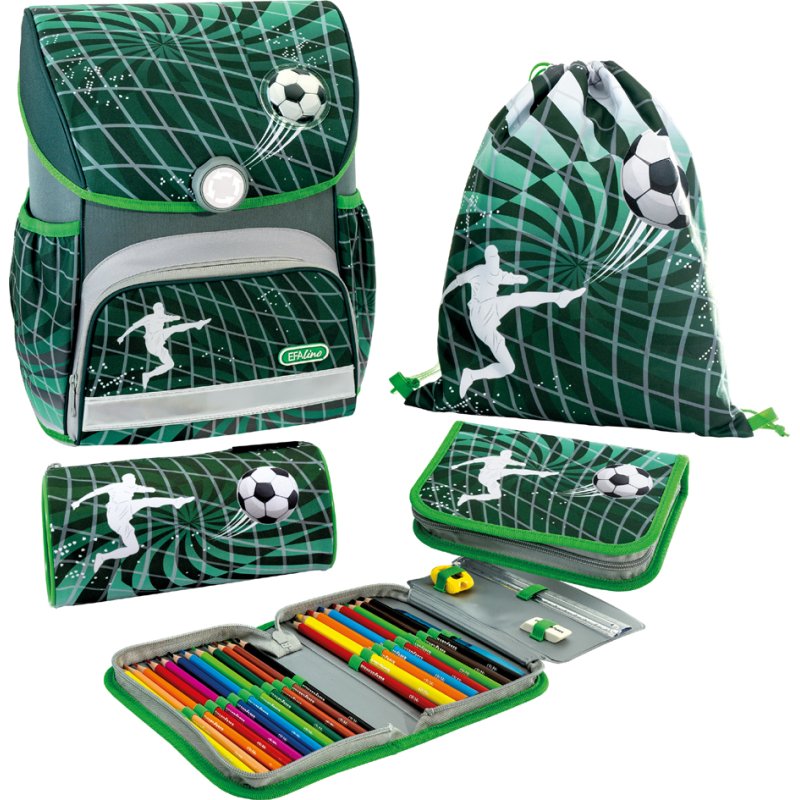 EBERHARD FABER ensemble sac scolaire EFAlino football, noir/vert, 18 litres