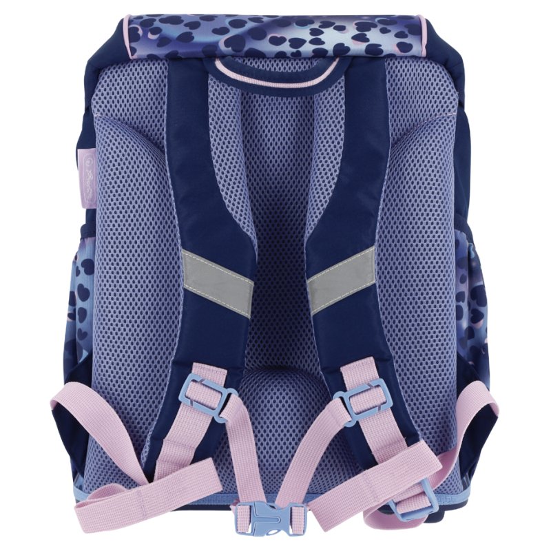 herlitz cartable UltraLight XL Plus Wild Cat, bleu foncé/lilas, motif cœur, 22 litres