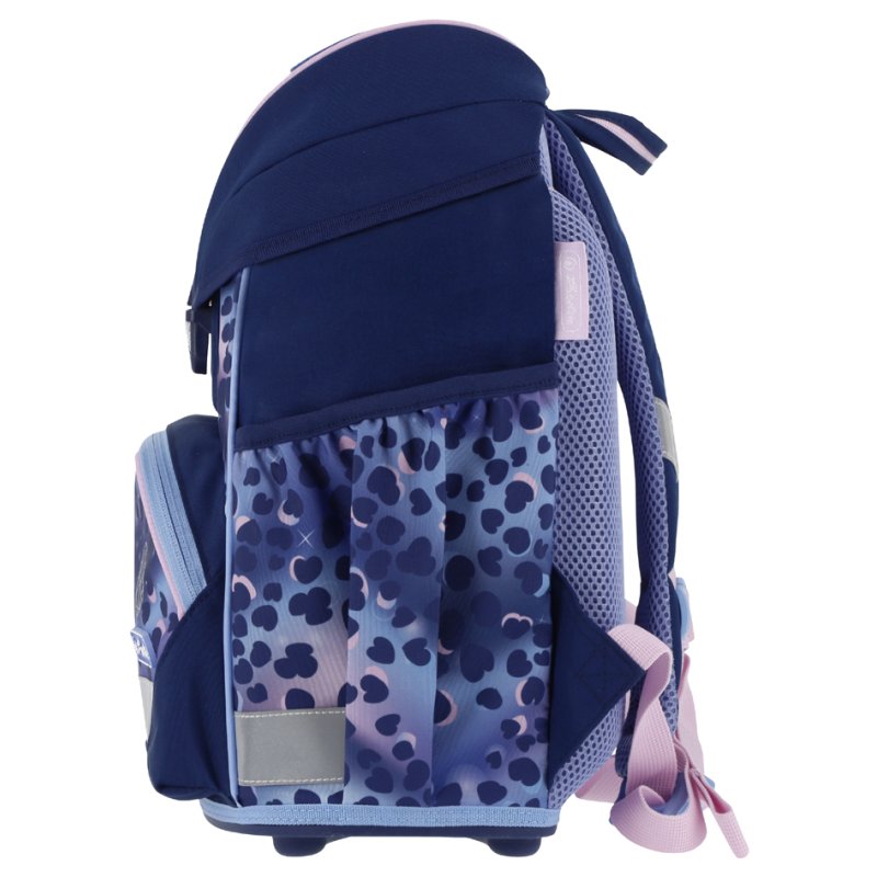 herlitz cartable UltraLight XL Plus Wild Cat, bleu foncé/lilas, motif cœur, 22 litres