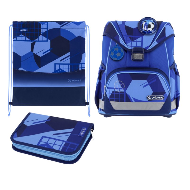 herlitz cartable UltraLight Plus Blue Goal, motif football, bleu foncé/bleu clair, 16 litres