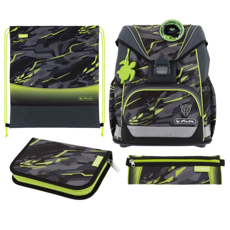 herlitz school bag UltraLight Plus Wild Panther, 16 L, anthracite/green
