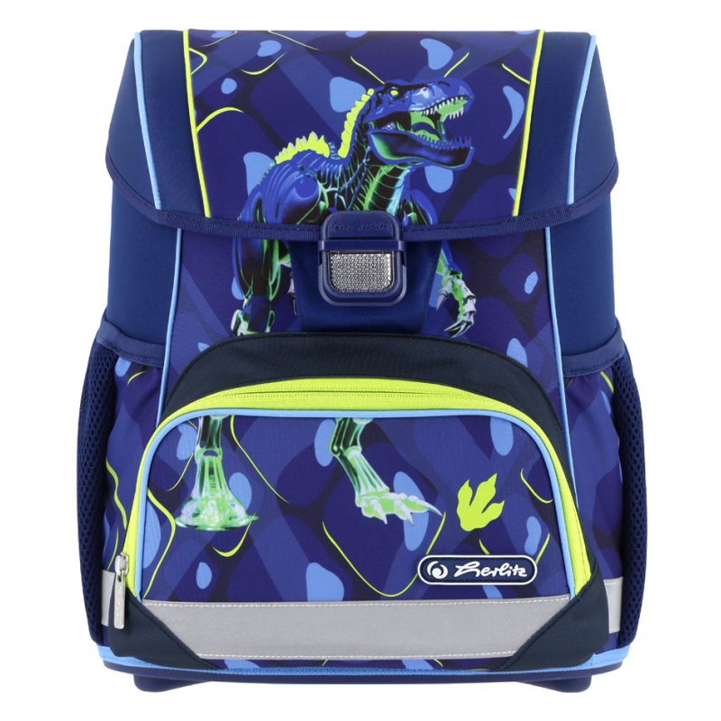 herlitz cartable Loop Plus T-Rex Explorer, bleu/vert, motif dinosaure, 17 L