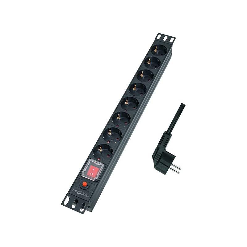 LogiLink Professional 19-inch power strip, black