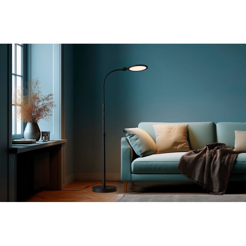 Hansa LED floor lamp ATRIA, matt black, 12W, 800 lumens
