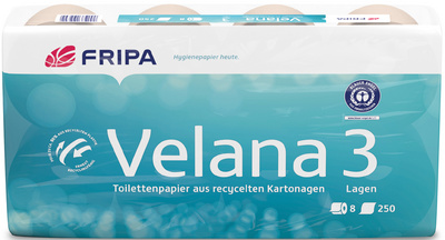 fripa Velana toiletpapier, 3-laags, bruin, 8 rollen
