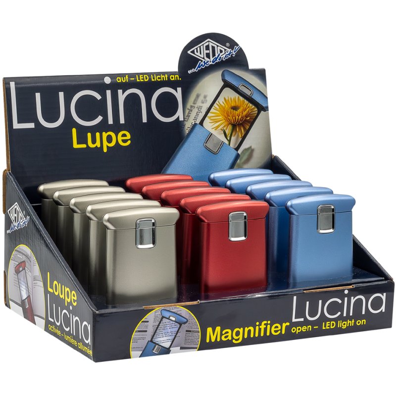 WEDO loupe Lucina avec éclairage LED, grossissement 3x, présentoir 15 pièces