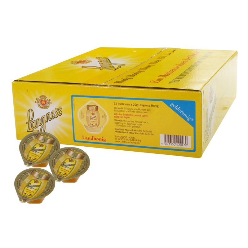 HELLMA Langnese miel de campagne crémeux doré, 72 portions de 20 g, 100% miel