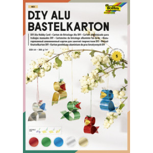 folia DIY alu knutselkarton A4, 5 kleuren mix, 5 vel, 300 g/m²