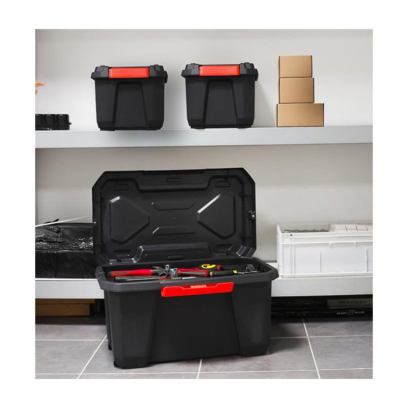 EDA gereedschapskoffer XPERT PRO, 70 L, zwart/rood, 735×452×400 mm