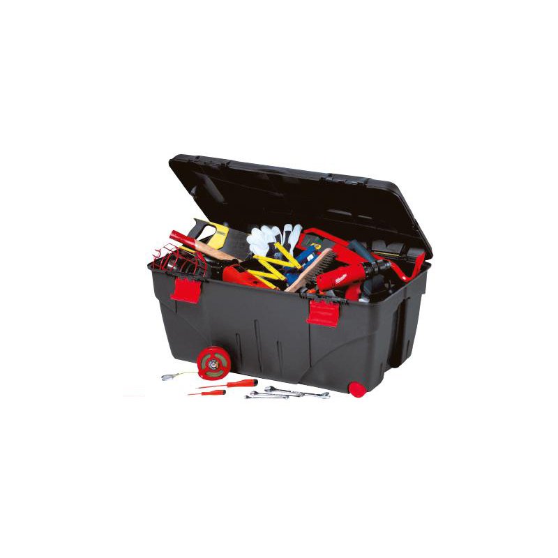 EDA mallette à outils M, matériau recyclé, noir/rouge, 846×640×515 mm