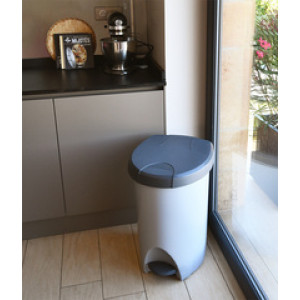 EDA prullenbak Stepy, pedaal, 70 liter, grijs/betongrijs