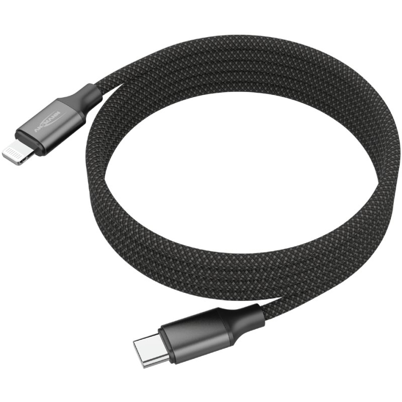 ANSMANN magnetische data- en oplaadkabel, USB-C naar Lightning, zwart, 1,2 m