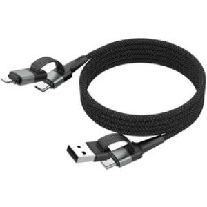 ANSMANN magnetische 4-in-1 data- en oplaadkabel, 1,2 m, zwart