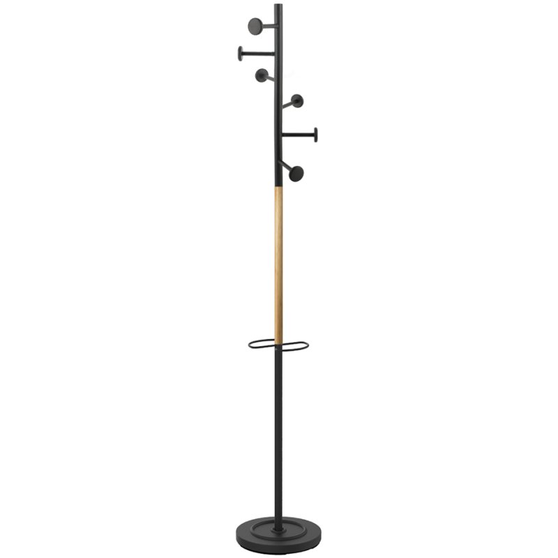 UNiLUX SNOOD coat rack, black/beech, 6 hooks, 1750 mm