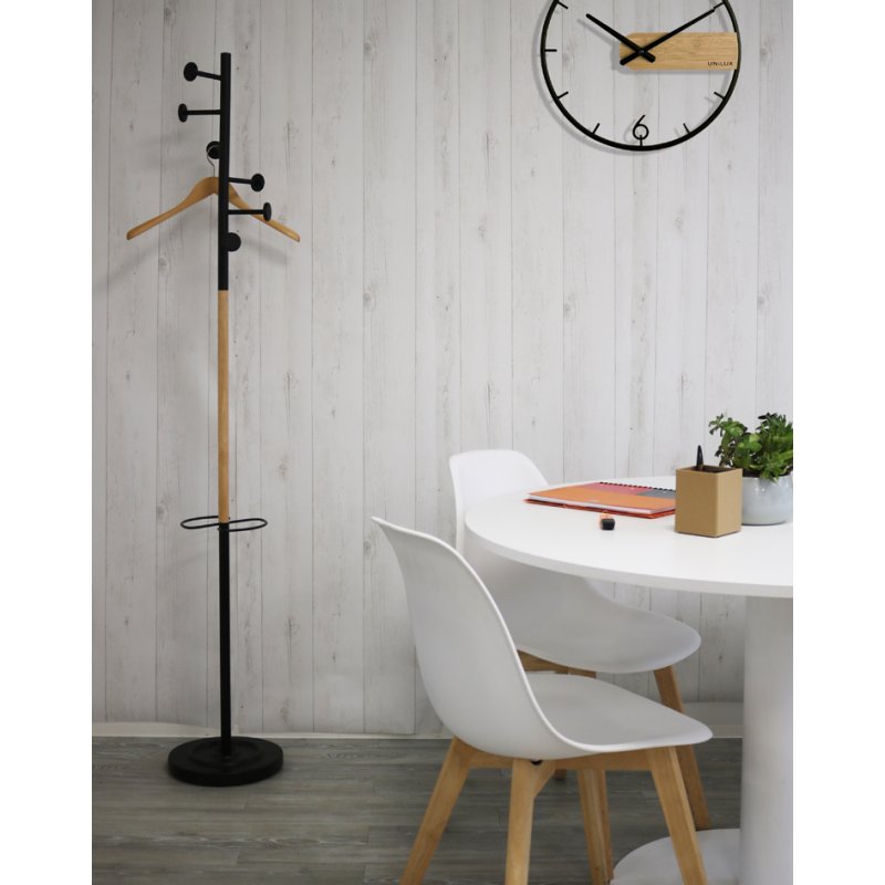 UNiLUX SNOOD coat rack, black/beech, 6 hooks, 1750 mm