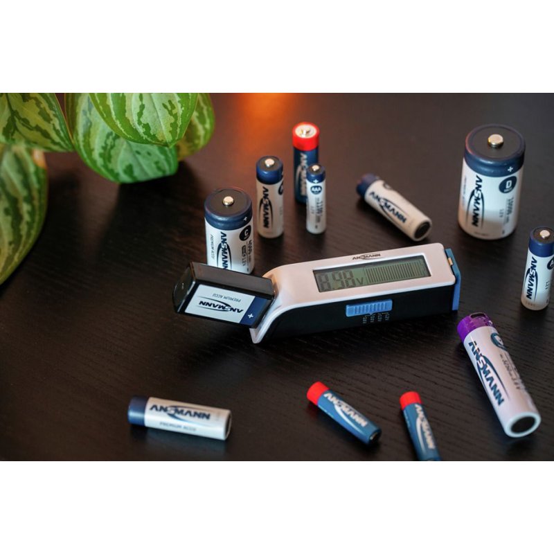 ANSMANN batterijentester Comfort Check, LCD-display, wit/zwart