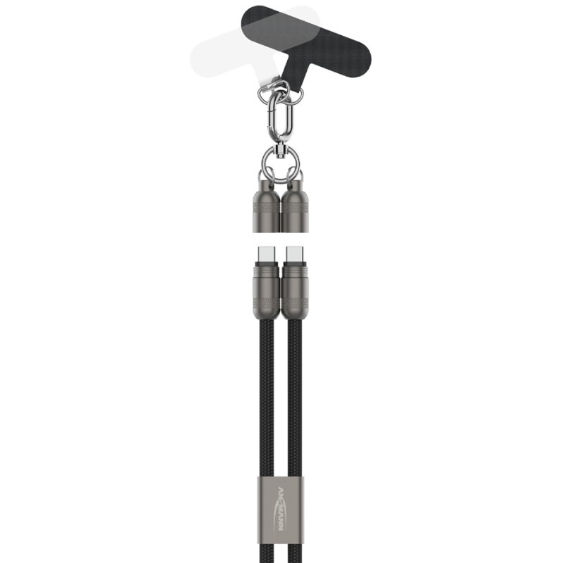 ANSMANN smartphone lanyard kabel, USB-C naar USB-C, roze, 1,2 m