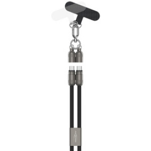 ANSMANN smartphone lanyard kabel, USB-C naar USB-C, roze, 1,2 m