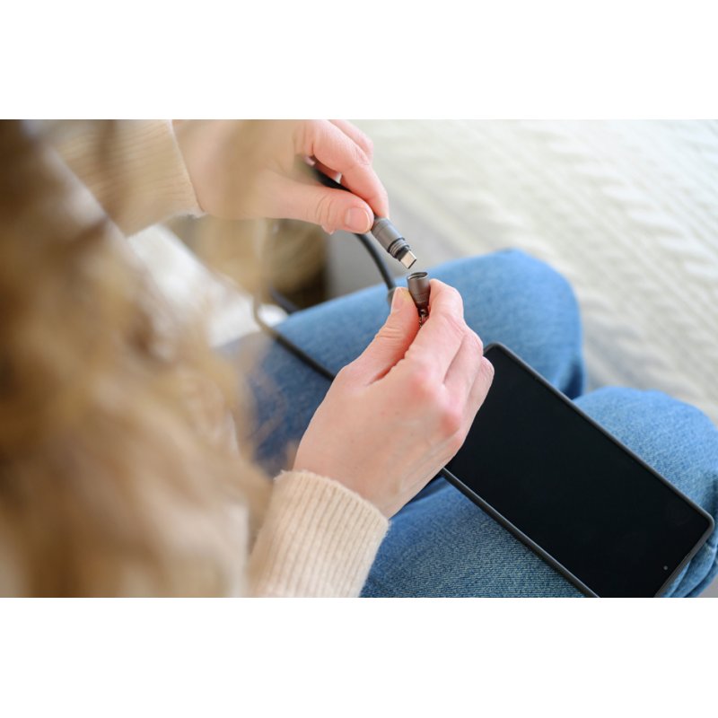 ANSMANN smartphone lanyard kabel, USB-C naar USB-C, roze, 1,2 m