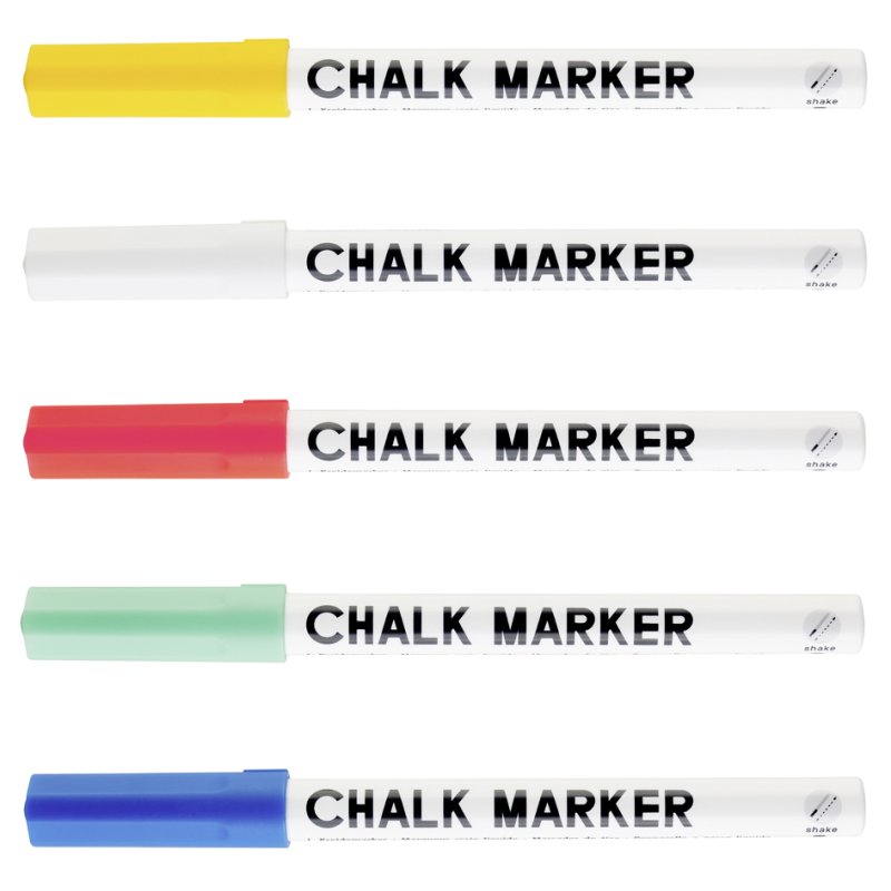 folia krijtmarkers BASIC, 1-2 mm ronde punt, 5 stuks