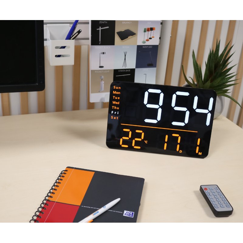 UNiLUX NUMI multifunctional digital LED wall clock, black, with remote control