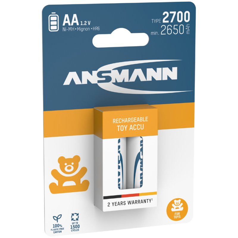 ANSMANN Toy Piles NiMH rechargeables AA, 2700 mAh, 2 pièces
