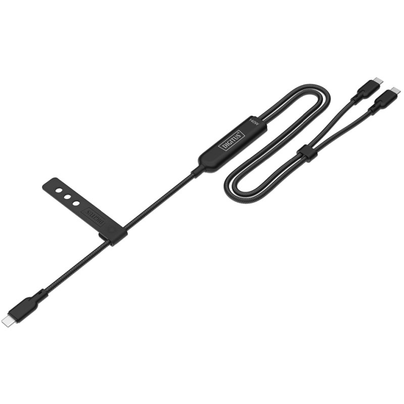 DIGITUS Câble de charge USB-C 2-en-1, 140 W, noir, 1,8 m