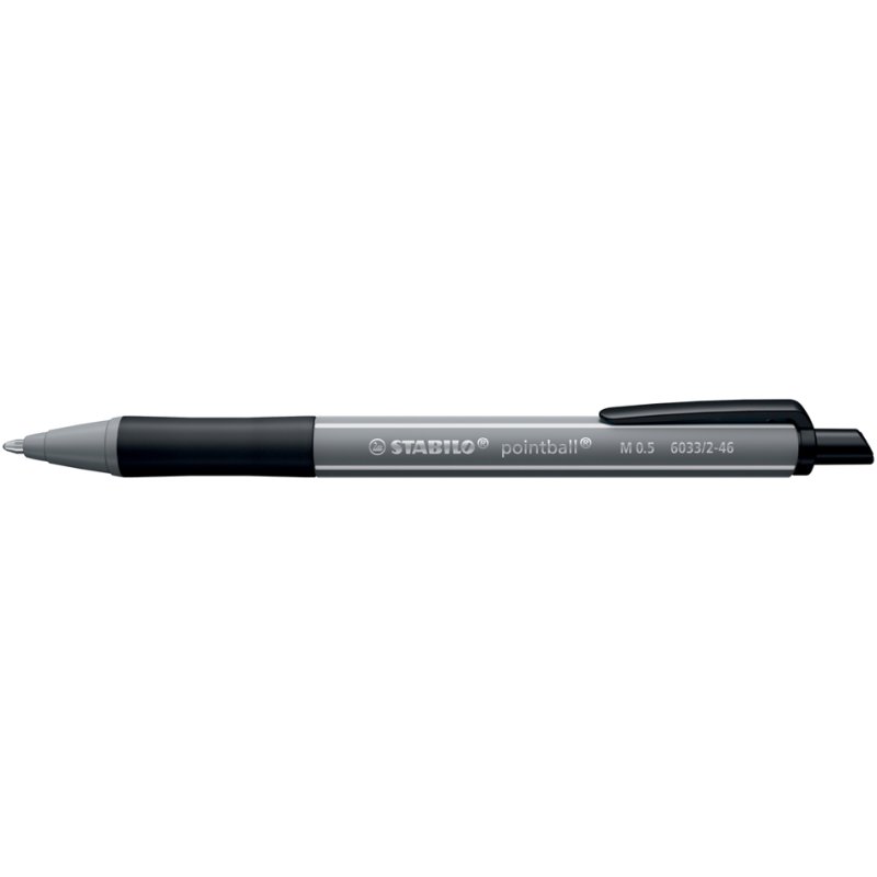 STABILO pointball colorful stylo à bille rétractable, rechargeable, gris foncé, 0,5 mm