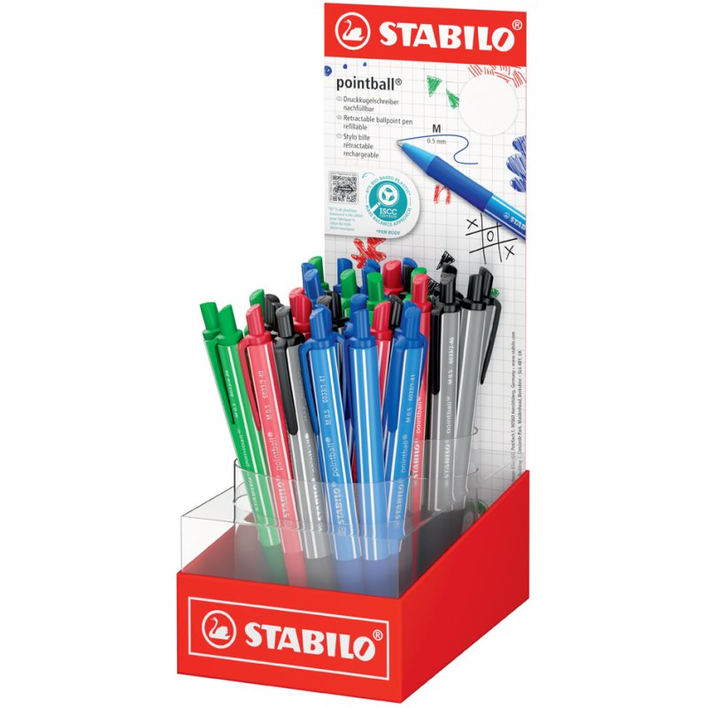 STABILO pointball colorful rollerball pens, refillable, 0.5 mm, 38 pieces