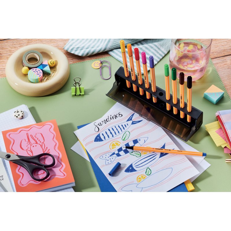STABILO point 88 fineliner, 10-piece Click Set, 0.4 mm