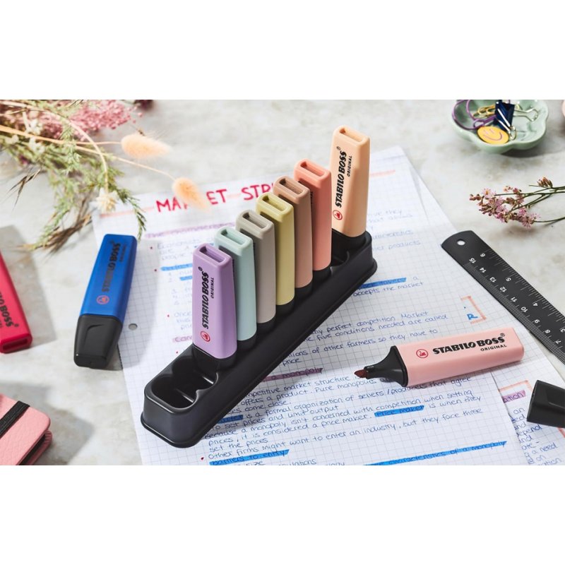 STABILO surligneurs BOSS ORIGINAL NatureCOLORS, rechargeables, 10 pièces, coffret de bureau