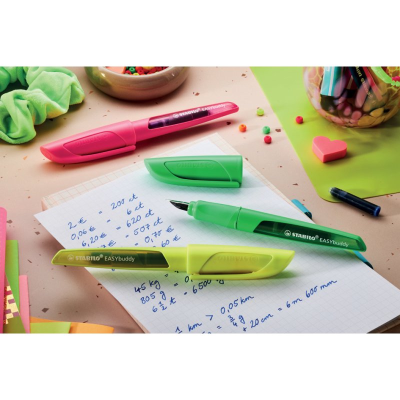 STABILO EASYbuddy stylo plume, gaucher, jaune néon, L