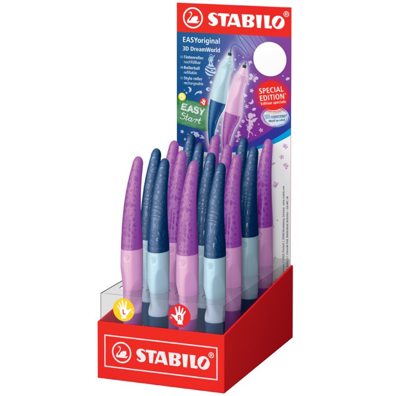 STABILO EASYoriginal 3D DreamWorld ink rollers, 0.5 mm, blue and pink, 16 pieces