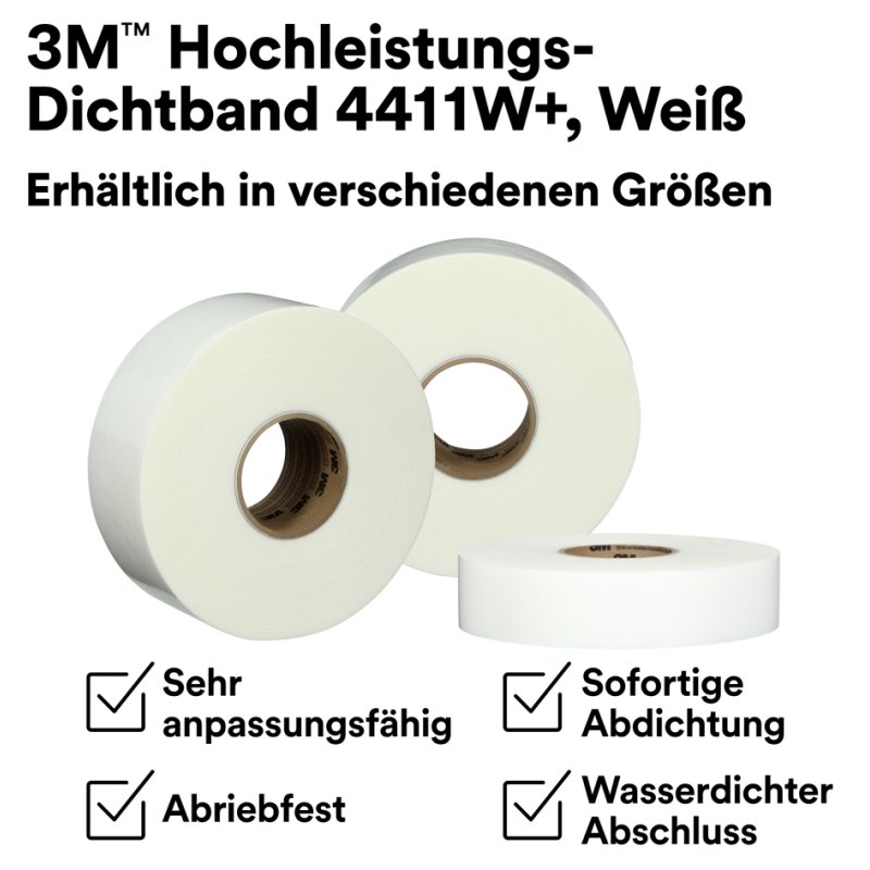 3M dichtingsband 4411W+, acryl met TPO-drager, wit, 50 mm × 33 m