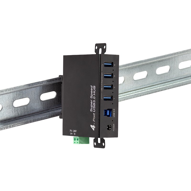 LogiLink Concentrateur USB 3.0 industriel, 4 ports, noir, boîtier métallique