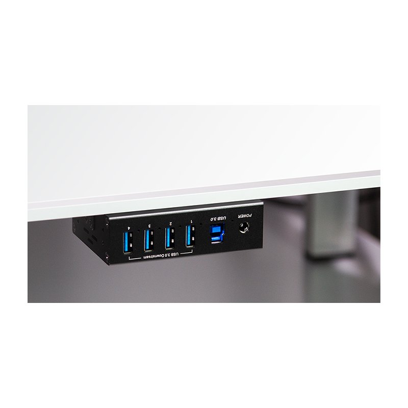 LogiLink Concentrateur USB 3.0 industriel, 4 ports, noir, boîtier métallique