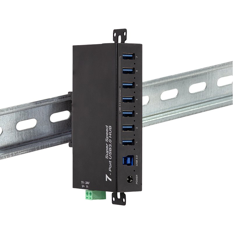 LogiLink USB 3.0 industrial hub, 7-port, black