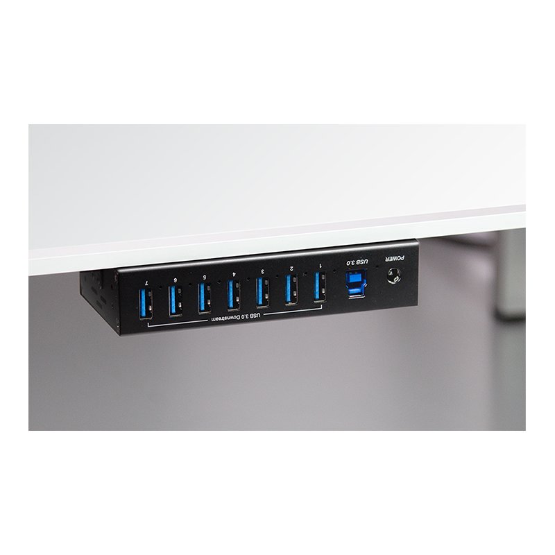 LogiLink USB 3.0 industrial hub, 7-port, black