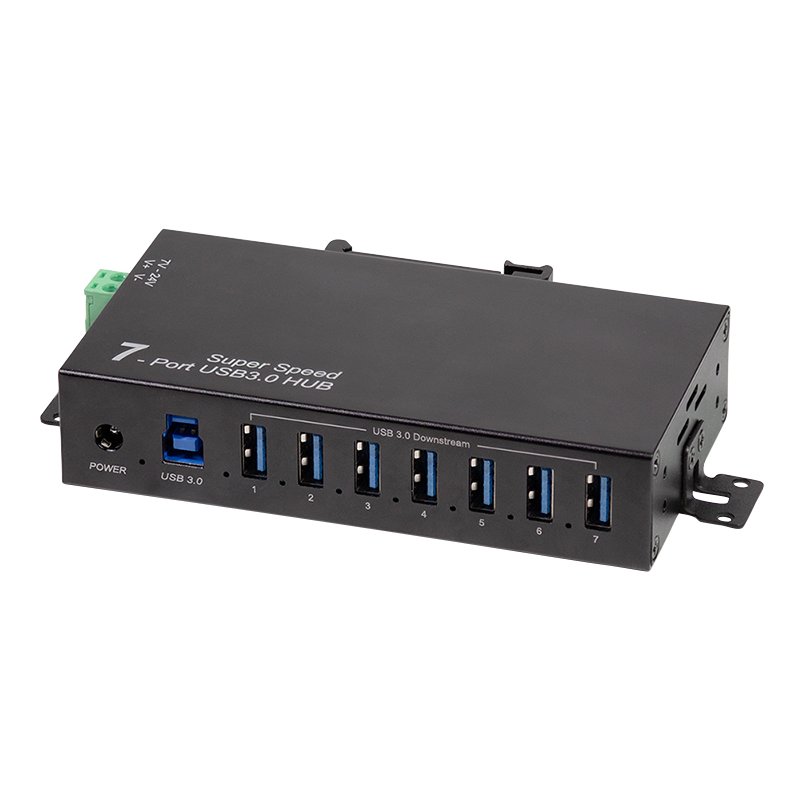 LogiLink USB 3.0 industrial hub, 7-port, black