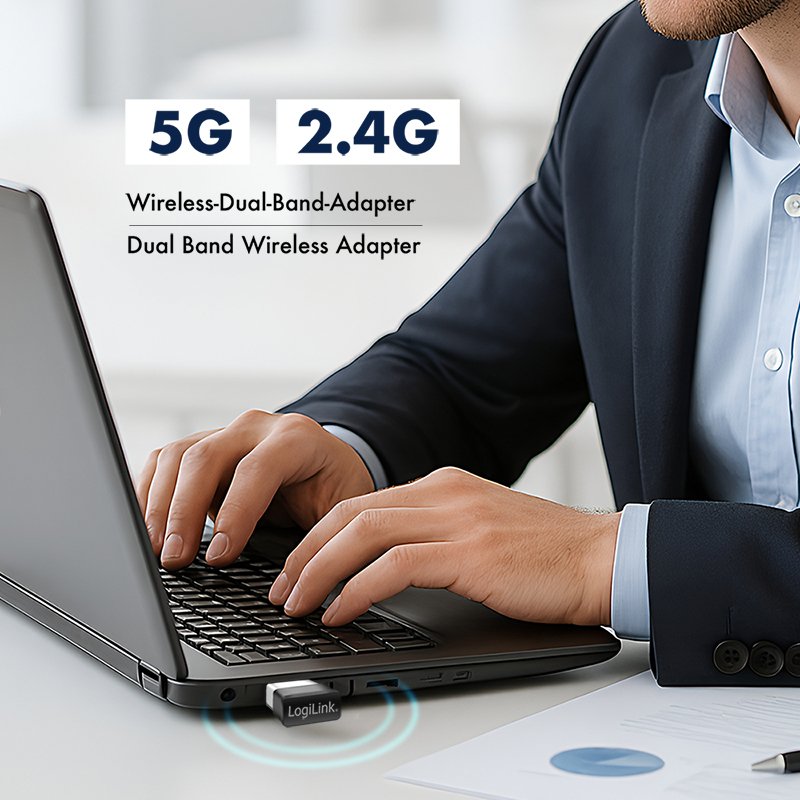 LogiLink Adaptateur USB 2.0 WLAN bi-bande, 650 Mbit/s, noir
