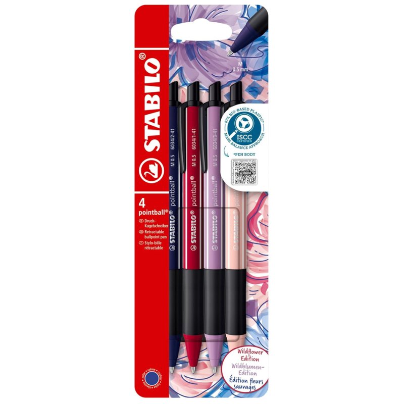 STABILO stylo à bille rétractable pointball NatureCOLORS, rechargeable, 0,5 mm, 4 pièces