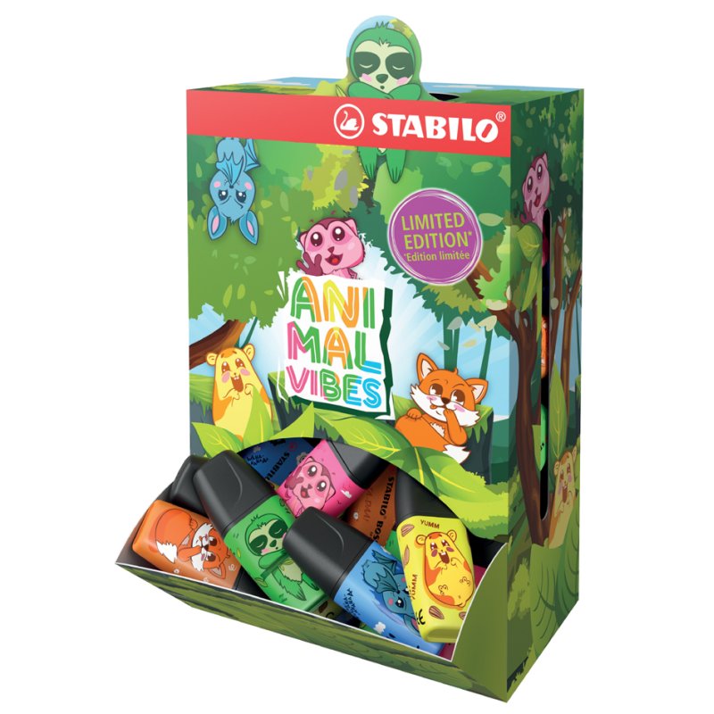 STABILO BOSS MINI Animal Vibes highlighters, assorted colours, 50 pieces display